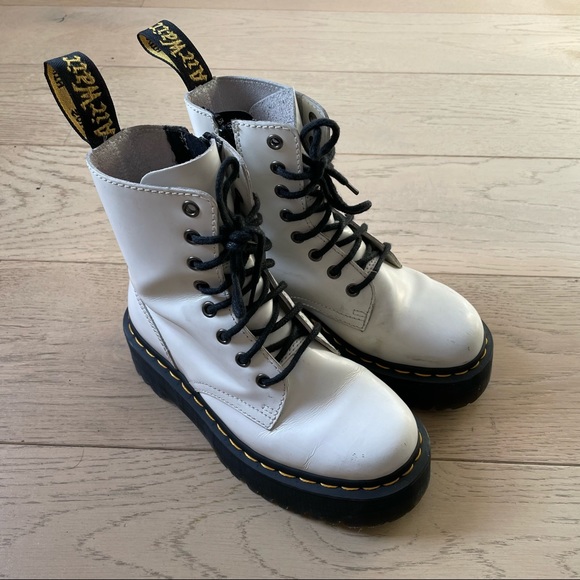 Dr. Martens White Jadon Platform Boots - Picture 1 of 13